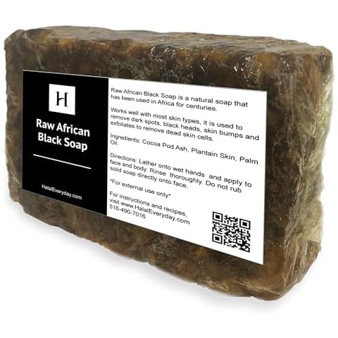 HalalEveryDay - Raw African Black Soap from Ghana, Black Soap with Shea Butter, Black African Soap for Nourished Skin, Natural African Black Soap Bar, 1 lb. Cover