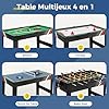 COSTWAY 4 en 1 Baby-Foot avec 18 Joueurs & Billard & Hockey & Tennis de Table, Table de Jeu Empilable avec Marqueur Manuel, Jouets pour Fête & Bar pour Enfants & Adultes, 125 x 97 x 83 cm