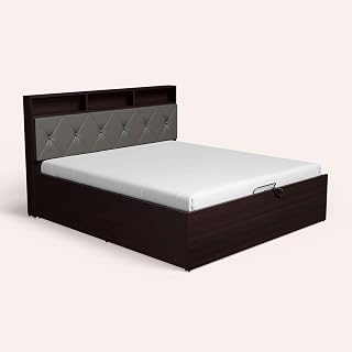 GODREJ INTERIO Bed Upmods Lattice King Size Engineered Wood Bed with Hydraulic Storage, 1-Year Warranty, Cinnamon & Gun Metal, Metal & Particle Board