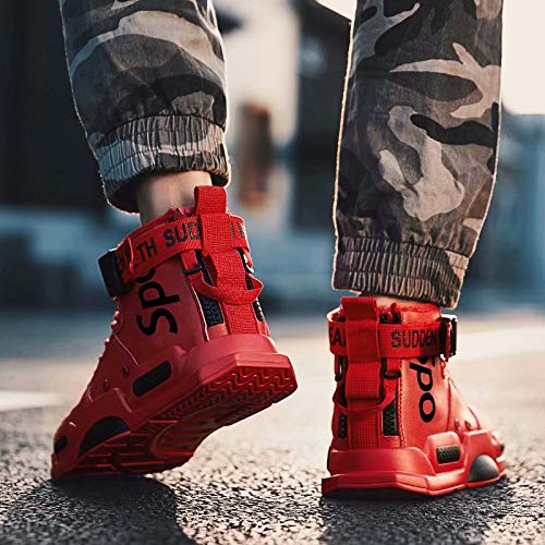 Fushiton Mens High Top Trainers Fashion Sneakers for Men Freestyle Hi-Top Walking Jogging Athletic Fitness Outdoor Shoes Red