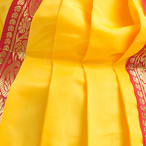 Image of FancyDressWale Cotton Blend Bharatnatyam Dance Dress For Girls (8-10 Years, Yellow)