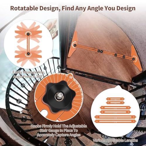 Outil de modèle d'escalier coulissant réglable aluminium avec étui - 6