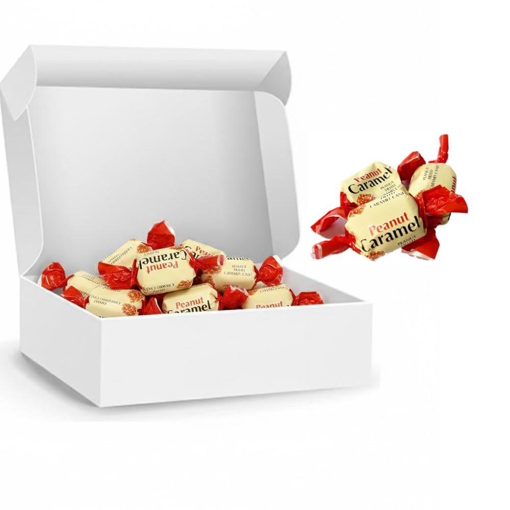 Peanut Caramel Candy, Coconut Caramel Wrapped Candy Toffee With Gift Box - Soft, Chewy Caramel Sweets - ys (250g, Peanut Caramel Candy)