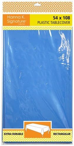 Hanna K. Signature CollectionPlastic Rectangular 54"x108" | Medium Blue | 1 Pc Table Cover