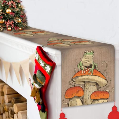 Chemin de table de Noël décoration de table de fête grenouille champignon - 7