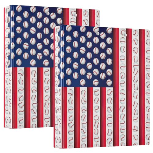 Classeur 3 anneaux baseball drapeau américain 3,8 cm à poches