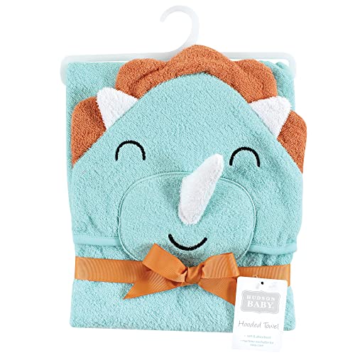 Image of Hudson Baby Unisex Baby Cotton Animal Face Hooded Towel, Triceratops, One Size