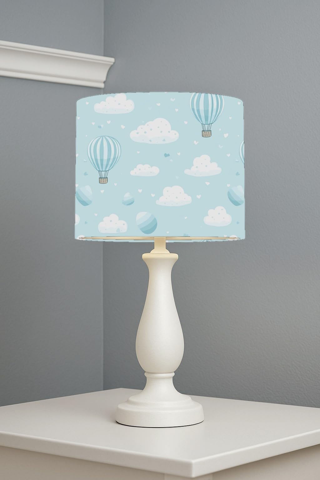 Skyward Dreams Blue II lightshade – 20 x 18.5cm Table Drum Shade | A194A6