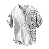Vikinger Cotton Shirt Men's Classic Summer Shirts Compass Viking T-Shirt Casual Shirt Oversized Tee Shirts Short Sleeve Shirt Sports Shirt Quick-Drying Breathable, 01 white, XS #3