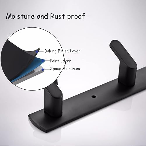 Miniatura 10 de Gxfctys Perchero de pared moderno para colgar abrigos, ropa, sombreros, bolsas con 5 ganchos, toallero negro de aluminio espacial para cocina,