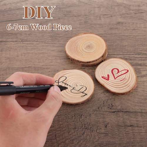 ASelected 50 Pcs Natural Wood Slices,6-7Cm Log Wooden Discs with Bark,Wooden Circles for DIY Crafts Christmas Decorations Ornaments Wedding Favours - Image 5