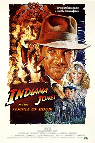 Poster de film rétro classique des années 80 - Art mural (Indiana Jones Temple of Doom, affiche A4)