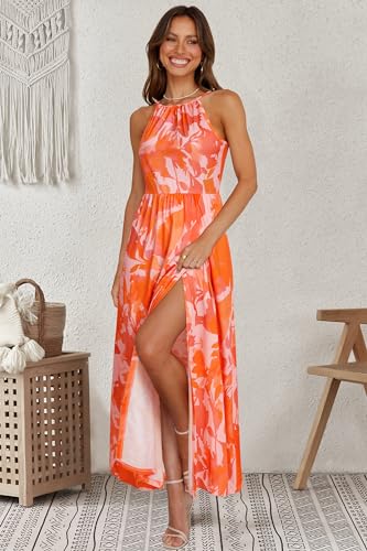 Image of KILIG Women's Summer Floral Beach Flowy Split Maxi Long Dresses