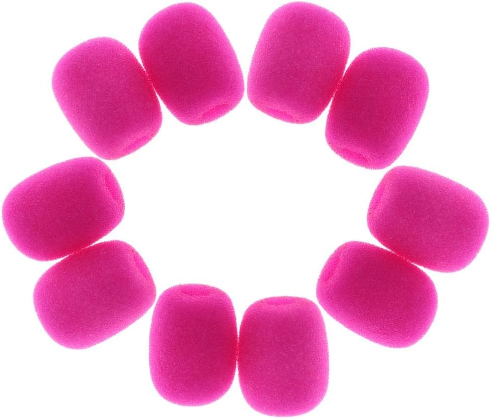 10Pcs Lapel Headset Microphone Windscreens Foam Microphone Covers, Mini Size, Fushcia