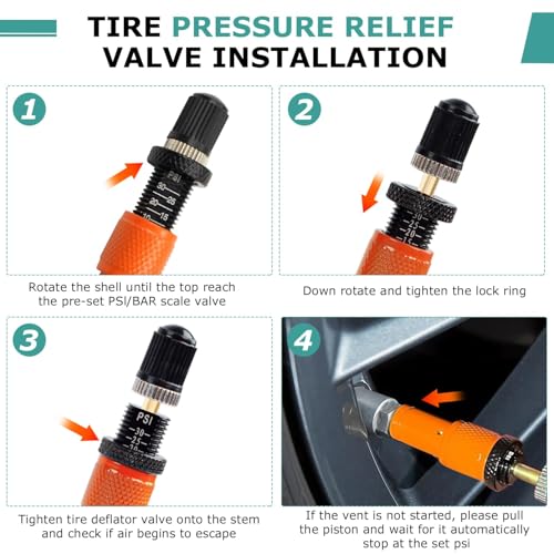 Image of Adjustable Auto-Stop Tire Deflator Valve Kit 10-30 PSI，Screw-on Tyre Air Down Tools Off Road Accessories 4x4 for Jeep Car Truck Motorcycle and ATV Tires