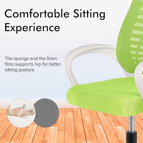 Image of Casa Copenhagen,Mesh Office Desk Chair,Rocking Ergonomic Computer Chair Adjustable High with Headrest and Comfortable Armrest Swivel - Indi Green & White Handle