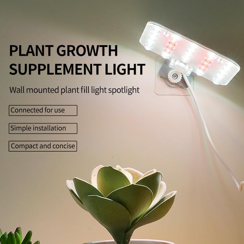 Grow Lights for Indoor Plants, Full Spectrum Panel Lamp with Timer (6H/10H/12H), Auto On/Off, 4 Dimming Levels, Slim Design for Under-Shelf or Wall Mount Use, Daylight White, 2-Pack