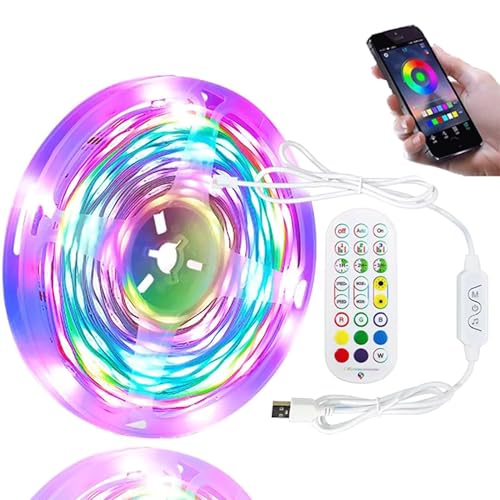 Image of LED Strip Lights for Bedroom 33 FT, IC-RGB LED Lights for Room with Remote Bluetooth APP Control, USB LED Light Strip for Ambient Lighting Room Decor Christmas Halloween