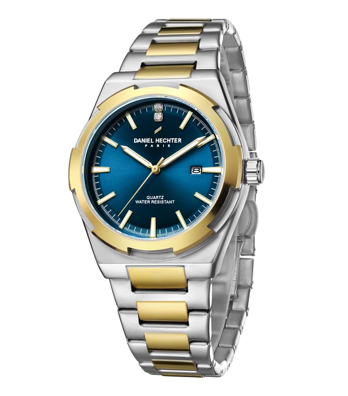 Daniel Hechter Paris Lourmel Collection Classic Watch for Men with Stainless Steel Strap Round Dial, Quartz Movement and Date Function
