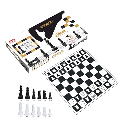 Image of Ankit Toys & Games Chess Set, Black & White, Portable Strategy Board Game for Kids & Adults, Age 6+, Suitable for Family, Parties, Travel, and Gifting (Board Size 38 x 38 cm)