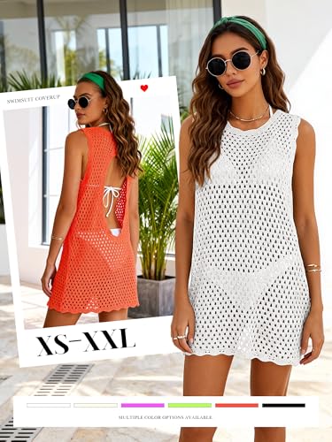 Image of ATOG Swimsuit Coverup for Women Beach Bathing Suit Cover Ups Crochet Swimwear Summer Knit Swim Outfits