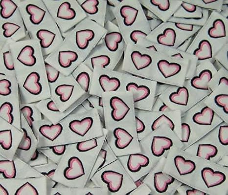 100pcs Woven Clothing Sewing Garment Label Love Tags - Double Pink Heart