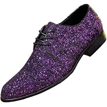 Santimon Mens Glitter Dress Shoes Sparkly Oxford Lace-Up Formal Party Shoes with Shiny Sequin for Wedding, Prom, Stage, Club