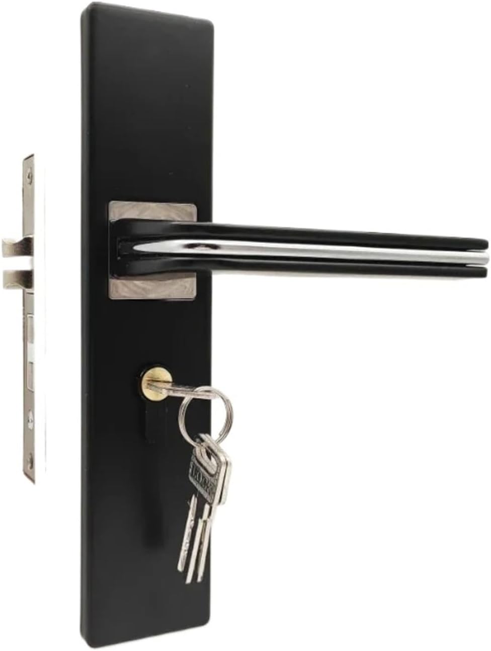 1 Set of Matte Black Door Locks for Interior Bedroom Doors Push Handles with Key