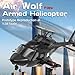 Yuxiang F02S Air-Wolf 8CH RC Helicopter for Adults, GPS Smart 6G/3D Stunt Military 1/34 Scale Remote Control Helicopter with Optical Flow Positioning & Auto-Return - 1 Battery