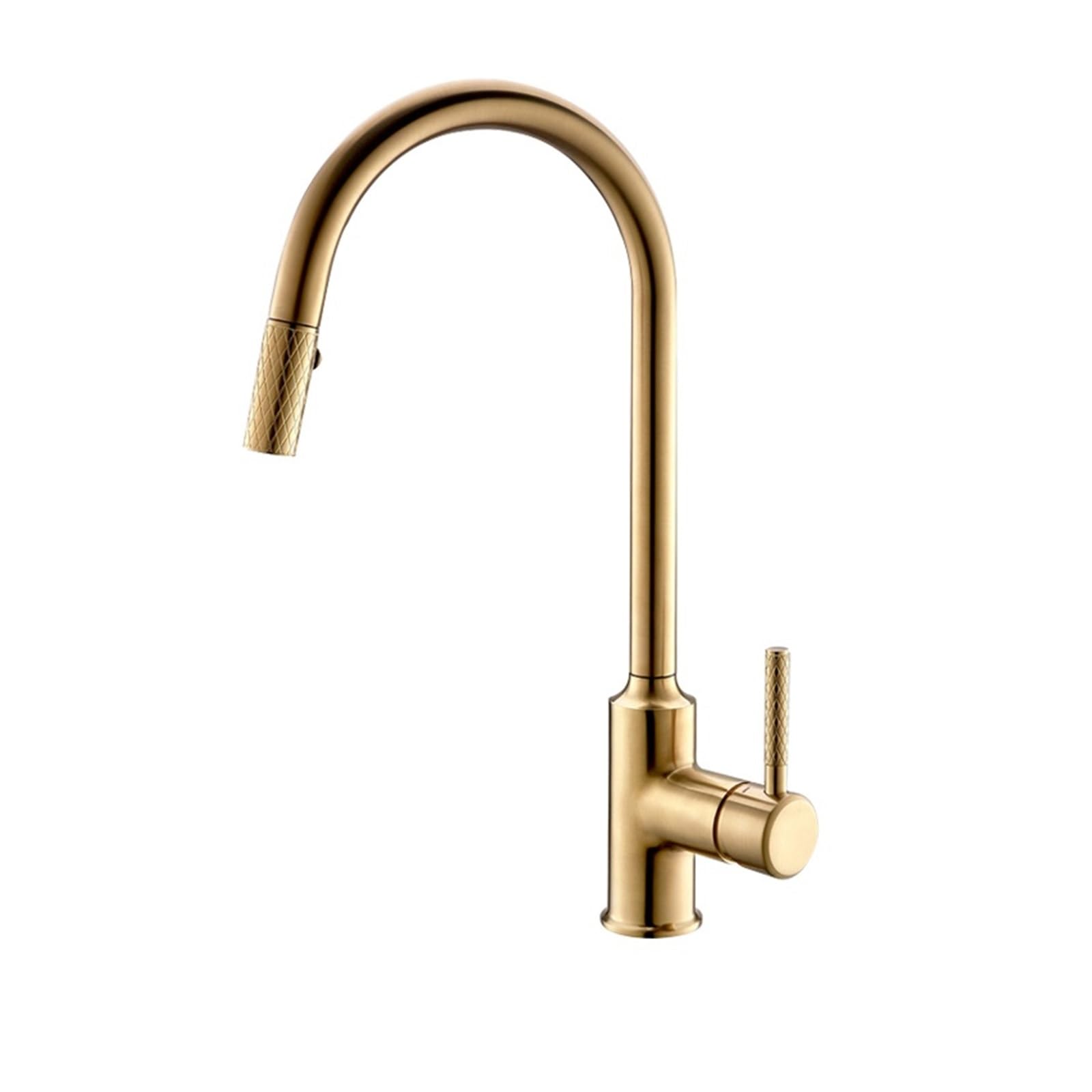 Robinet de cuisine extractible Thriving en bronze brossé doré avec mitigeur orientable 360