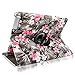 Cellularvilla 360 Degree Rotating Black Pink Flower Pu Leather Flip Folio Stand Case Cover for iPad with Retina Display (iPad 4th Generation), the new iPad 3 / iPad 2 (Automatic Wake/Sleep Feature)