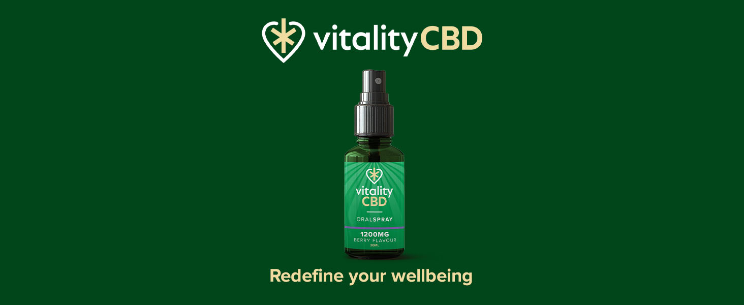 Vitality CBD Oral Spray in MCT Oil, 1200 mg, Berry, 30 ml