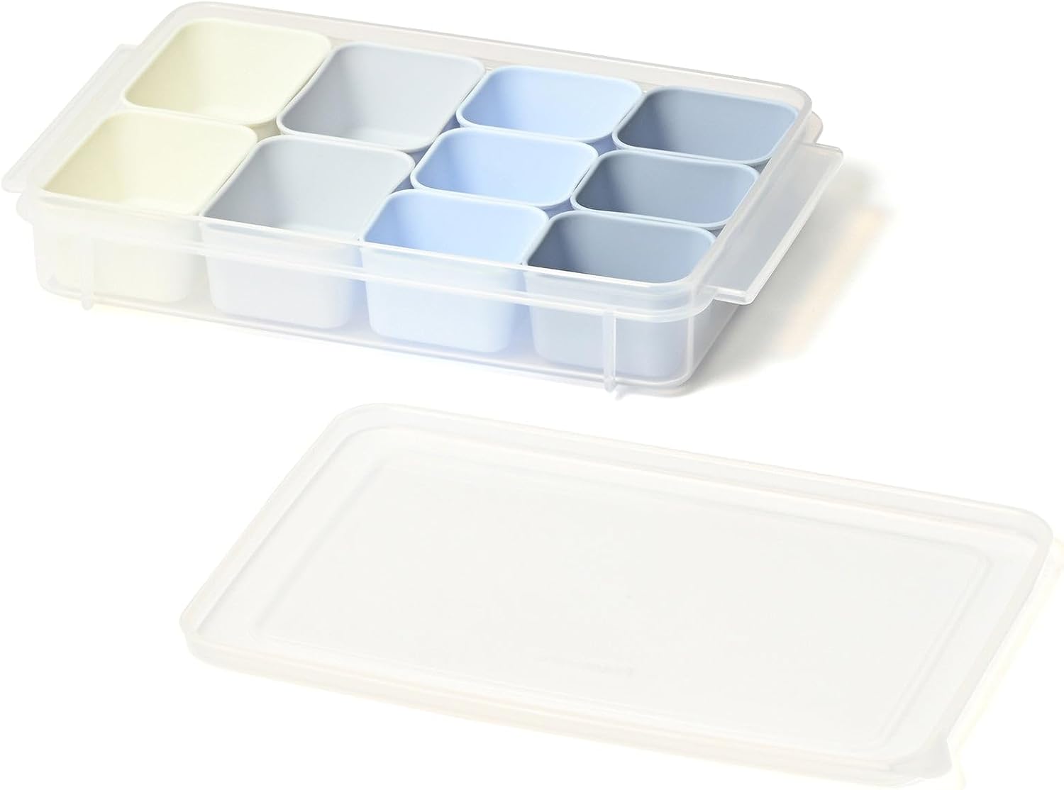 Контейнеры для хранения силиконовых чашек Francfranc Bento Синие на 10 разделенных чашек для хранения в морозильной камере с крышками Кухонные принадлежности, фото 4