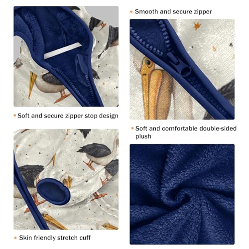 Pelican Vintage Pattern Toddler Fleece Jacket Girl Boys Hooded Fleece Jacket Coat Warm Outwear Zip-up 3-10T3