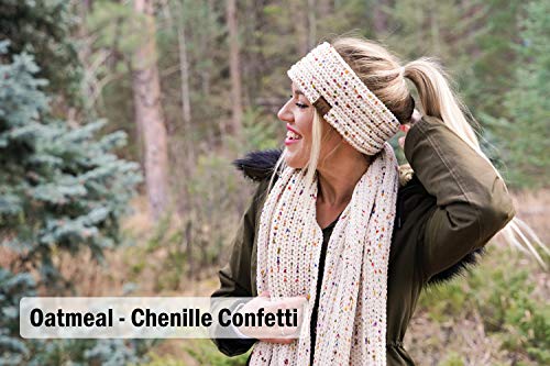 Funky Junque Women's Cable Knit Headwrap & Infinity Scarf Set - Mother's Day Gift - Fuzzy Lined Winter Collection4