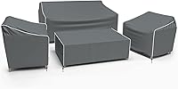 Gasadar 600D Waterproof Patio Furniture Covers 4-Piece Set - Heavy Duty Grey Covers for Chairs, Loveseat, Coffee Table
