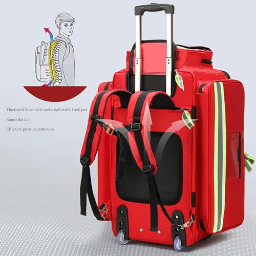 Mochila médica de gran capacidad con múltiples bolsillos interiores y patas antideslizantes para primeros auxilios de emergencia en el hogar y entornos clínicos