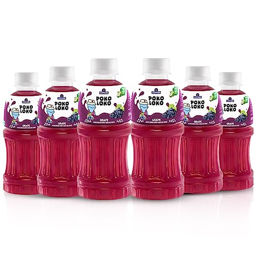 Image of Sapphire Poko Loko Grape Flavoured Fruit Juice Drink with Nata De Coco | Refreshing Fruit Drink filled with Natural Fruit Fibres, 300ml (Pack of 6)