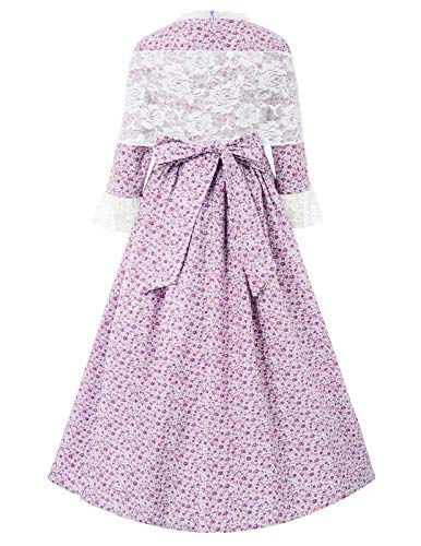 Scarlet Darkness Girls Pioneer Dress For Colonial Day Halloween Dress Up Costumes Purple 11 Years #TOP1