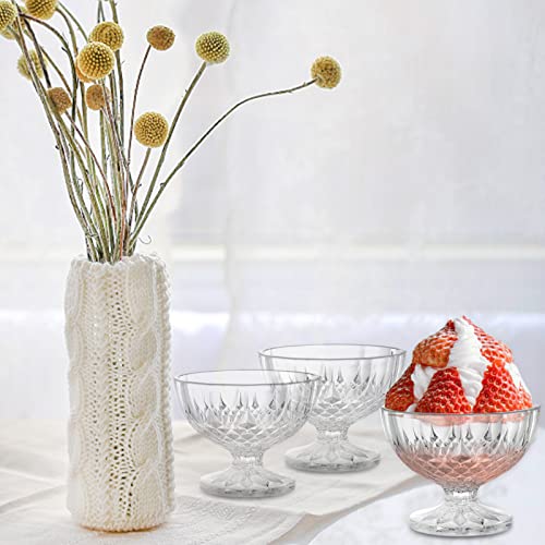 Soujoy 6 Pack Acrylic Ice Cream Bowl, 8 Oz Clear Footed Dessert Cup, Reusable Parfait Appetizer Cup For Sundae, Fruit, Salad, Pudding, Snack, Cocktail, Party #TOP5