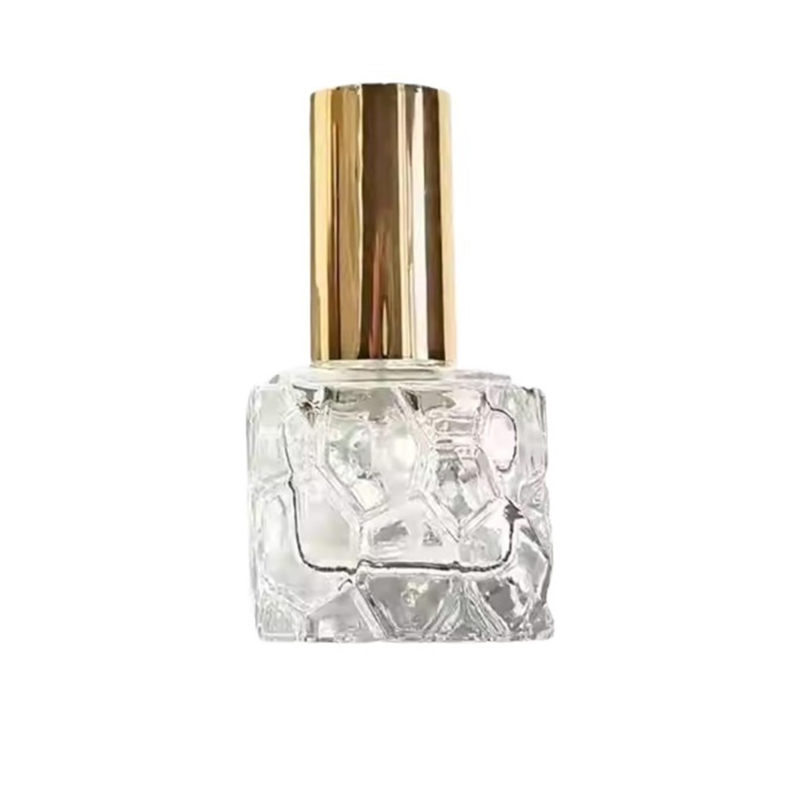 10/30/50 szt. 10 ml przezroczysta szklana butelka perfum kwadratowa butelka z rozpylaczem drewniana nakrętka/aluminiowa nasadka kosmetyczny pojemnik do butelkowania (złota nasadka, 10 szt.)