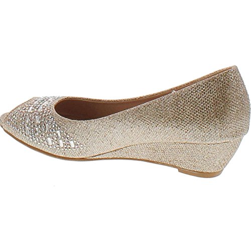 Forever Womens Low Wedge Heel Peep Toe Wedding Party Dress Sandals Shoes3