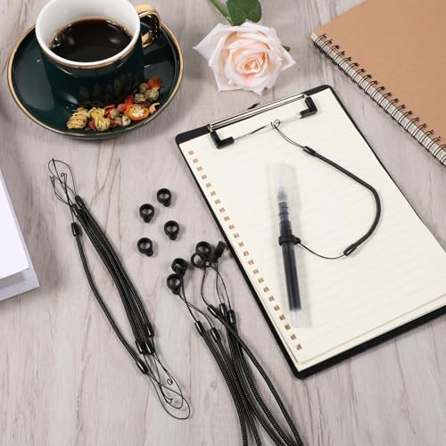 Image of 10 PCS Pen Leash, Elastic Retractable Pen Holder Tether, Plastic Retractable Coil Strap Leashes String, Anti-Lose Pens Lanyards with Silicone Ring, Plastic leash for Touch Clipboard Pens
