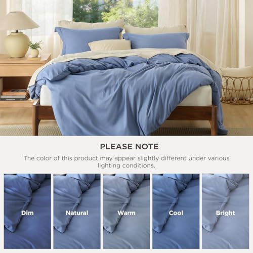 Image of Bedsure Duvet Cover King Size - Soft Double Brushed Bedding Set for Kids & Adults, Zipper Closure, 3 Pieces, Includes 1 Duvet Cover (104 inchx90 inch) & 2 Pillow Shams, NO Comforter, Slate Blue