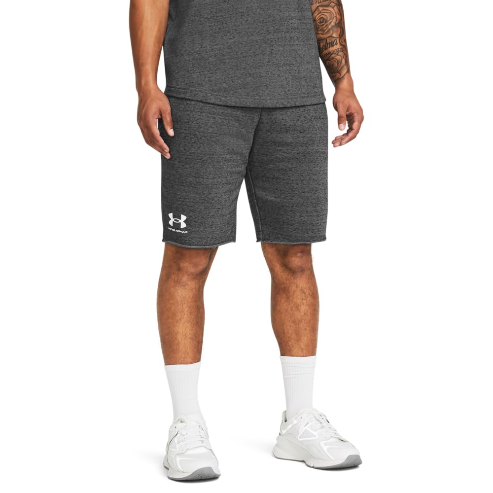 Under Armour Men's Heather/Onyxwhite Rival Terry Shorts Sports Training Bottoms Xl