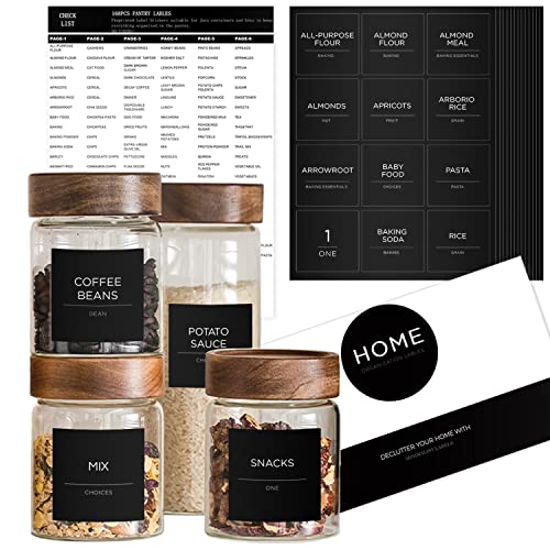 v2croft Juego de 168 etiquetas minimalistas de despensa para organización, tarros y contenedores de almacenamiento, texto negro preimpreso sobre vinilo blanco mate, Stikers resistentes al agua,