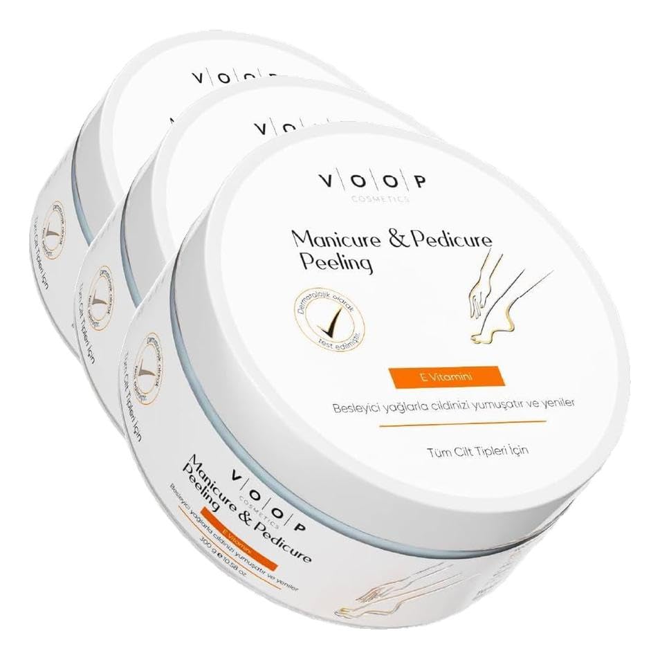 VOOP El & Ayak Onarıcı Ve Besleyici Bakım Kremi 300 gr | Manikür Pedikür Peeling (3 paketi)