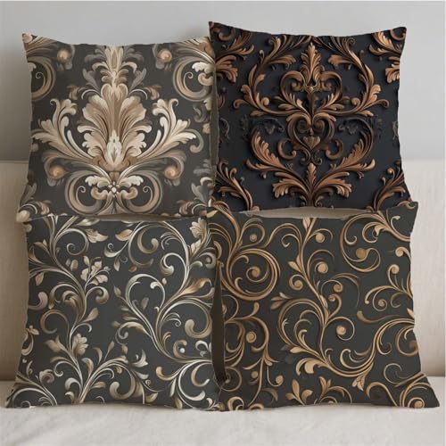 Housse de coussin 70x70cm ocre double face avec fermeture glissière invisible - 3