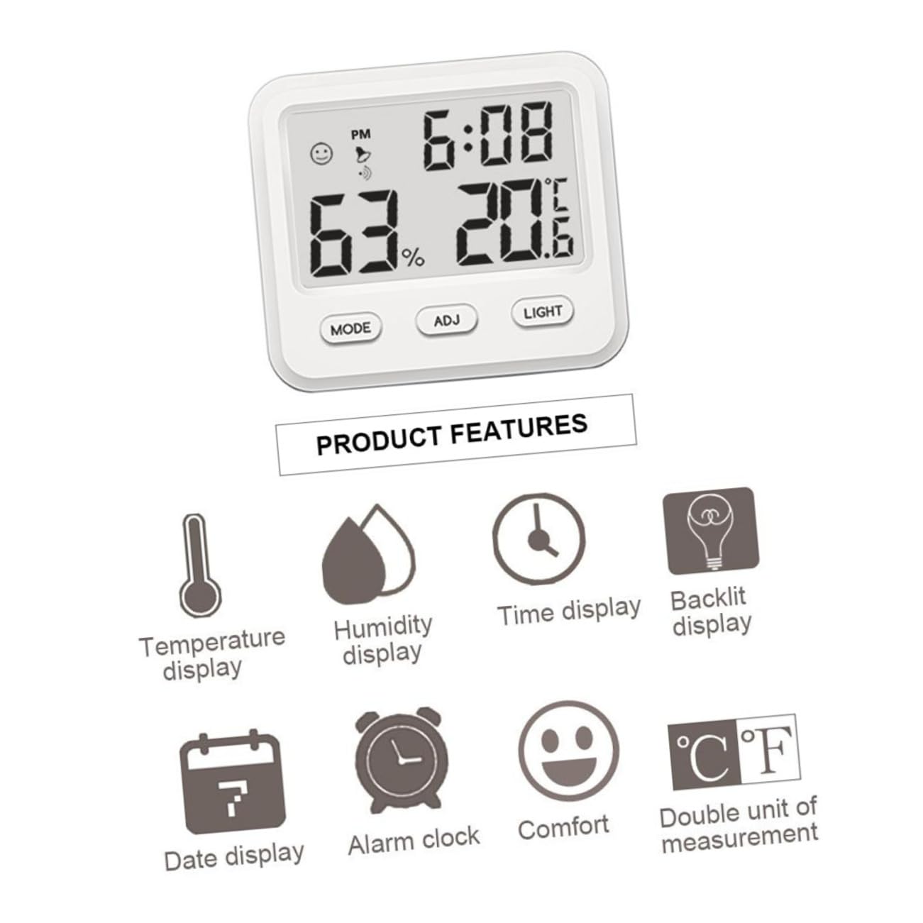 Happyyami Raumthermometer Innen 2st Indoor-hygrometer Heimhygrometer Elektronisch Weiß Thermometer Hygrometer