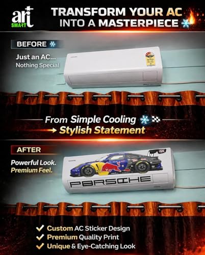 Image of Trending Porschhe 911 Racing AC Sticker, Air Conditioner Premium Vinyl, HD Gloss Finish, 24 Inches, for AC, Wall, Door, Glass (Deepblue)